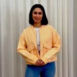 Nicole Miller 100% Cotton Brushed Cropped Zip Frt Sport Style Jkt Sz Large